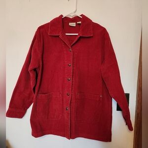 Classic Elements Red Corduroy Chore Coat Size M Oversized